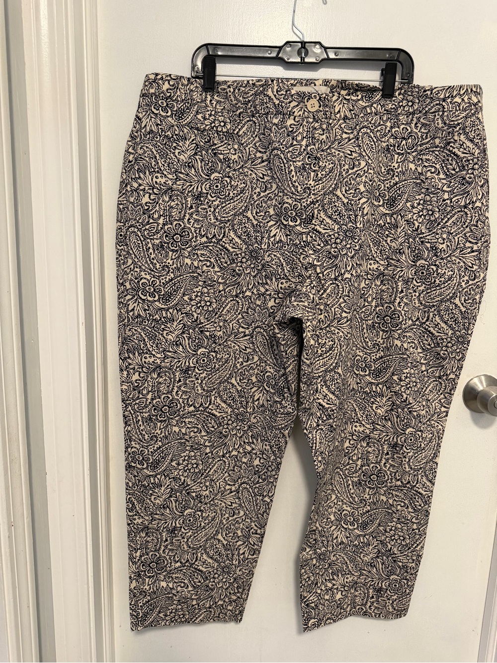 Talbots Beige and Black Paisley Stretch Chinos
